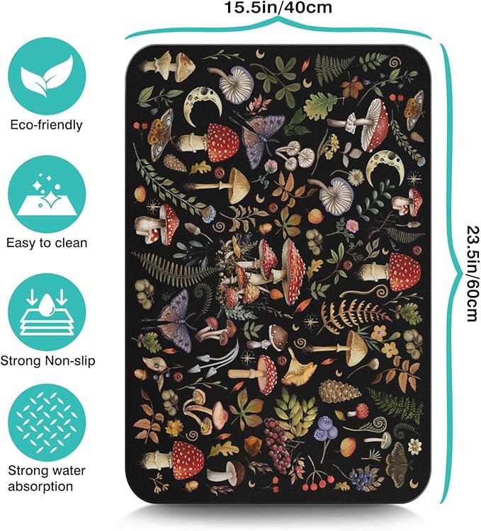Fun Coffee Mat 23inx15in,Coffee Bar Mat for Countertops,Absorbent Hide Stain Anti-Slip Coffee Bar Accessories Fit Under Coffee Machine Mat,dish Drying Mats for Kitchen