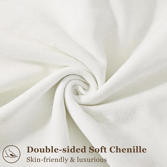 decorUhome Summer Couch Throw Pillow Covers 12x20 Set of 2, Decorative Soft Velvet Modern Cozy Chenille Lumbar Pillow Cases with Elegant Design for Sofa Bed Living Room Home Decor, Cream White