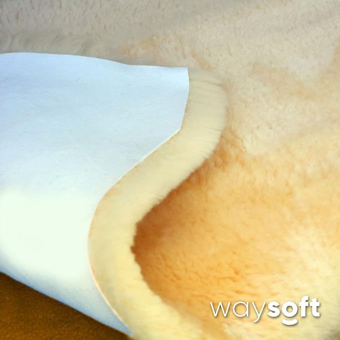 WaySoft Baby Sheepskin Rug, Oeko-TEX Certified, Safe & Natural Nursery Rug, 100% Genuine New Zealand Soft Fur Rug Baby Carpet