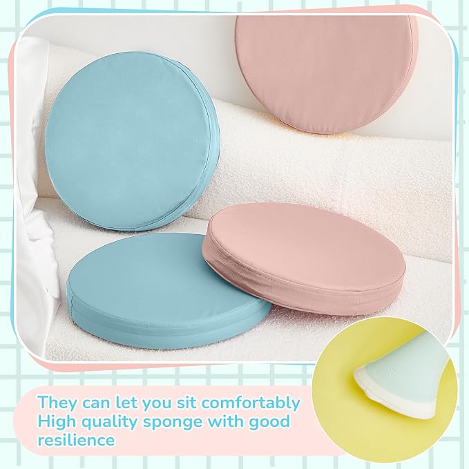 Juexica 2 Pcs Extra Thick Flexible Seating Floor Cushions Assorted Colored Pillow Floor Cushions for Classroom Soft Flexible Seating for Learning Sitting Office School Chair (Blue and Pink,Round)