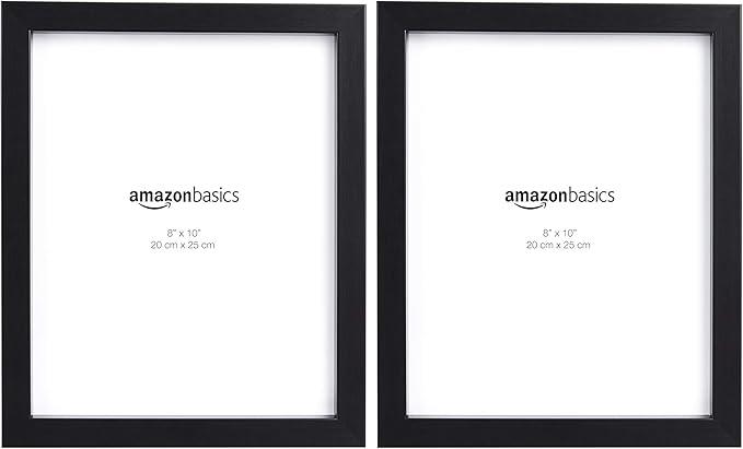 Amazon Basics Rectangular Photo Picture Frame, 8 x 10 in, 11.22 x 9.21 inches, Black (Pack of 8)