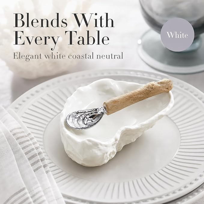 Mud Pie Oyster Bowl For Dips, Includes Oyster Dipping Spoon