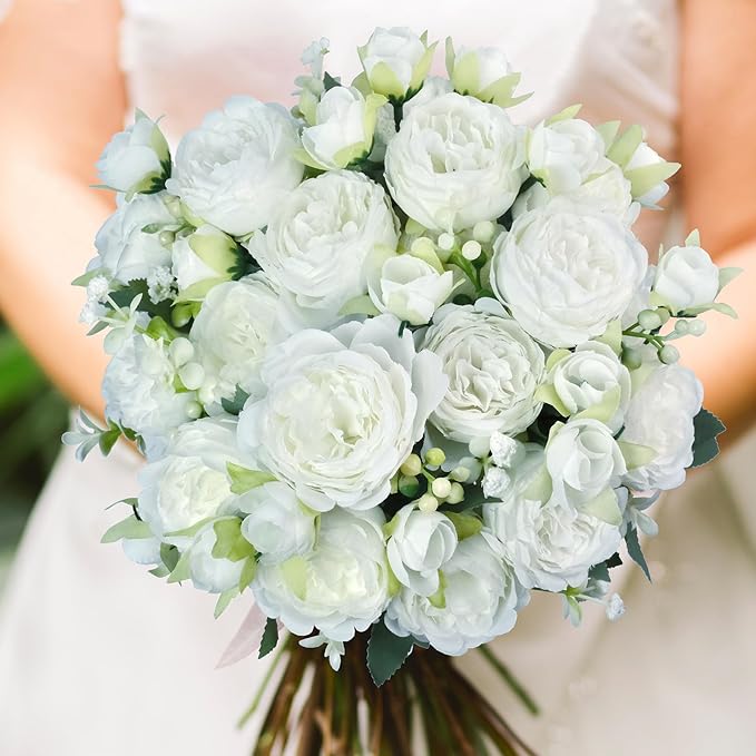 6 Pcs Peonies Artificial Flowers Bulk, Light Pink Silk Peonies Fake Bouquet for Floral Centerpieces, Realistic Faux Peony Flower for Flower Arrangements Wedding Decoration vase