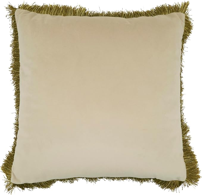 SARO LIFESTYLE Velvet Fringe Throw Pillow Cover