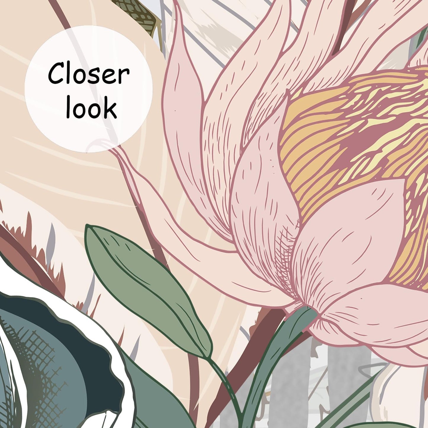 AFZEVEB-Tropical Jungle Wallpaper Botanical Large Floral Wall murals for Bedroom 136"x96" (Not Peel and Stick)