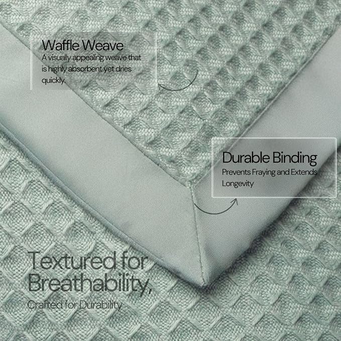 Salt Earth GOTS Certified 100% Organic Cotton Throw Blanket, 60" X 80" Blankets & Throws for Bed, Throw Blanket for Couch,Modern & Cozy Blanket, All Seasons Waffle Blanket, Soft Blanket (Silver Blue)