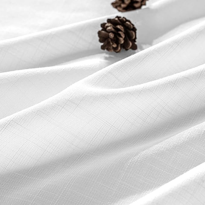 MIULEE White Linen Curtains 90 Inch Long 2 Panels for Bedroom Living Room, Soft Thick Linen Textured Back Tab Window Drapes Semi Sheer Light Filtering Rod Pocket Modern Farmhouse Decor