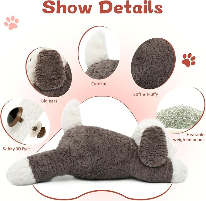 MaoGoLan 4lbs Dog Stuffed Animal for Adults Kids Hugging Pillow, Microwavable Plush Stuffed Animal with Removable Heating/Cooling Pad, 24 inch
