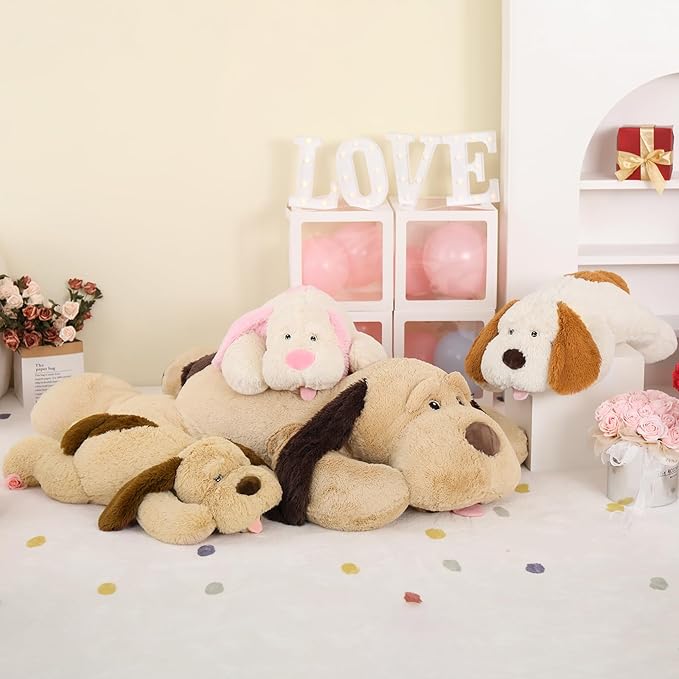 MorisMos Giant Dog Stuffed Animals, 31inch Large Stuffed Dog Plush Soft Big Puppy Pillow Gifts for Kids, Teens, Girls, Pink