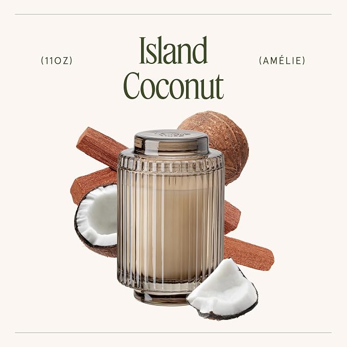 LA JOLIE MUSE Island Coconut Vanilla Scented Candles for Home, Natural Soy | Large Jar Luxury Candles, Clean Non Toxic, Gift for Women & Men, Decorative Gourmand Summer Candle, Tropical Candles, 11oz