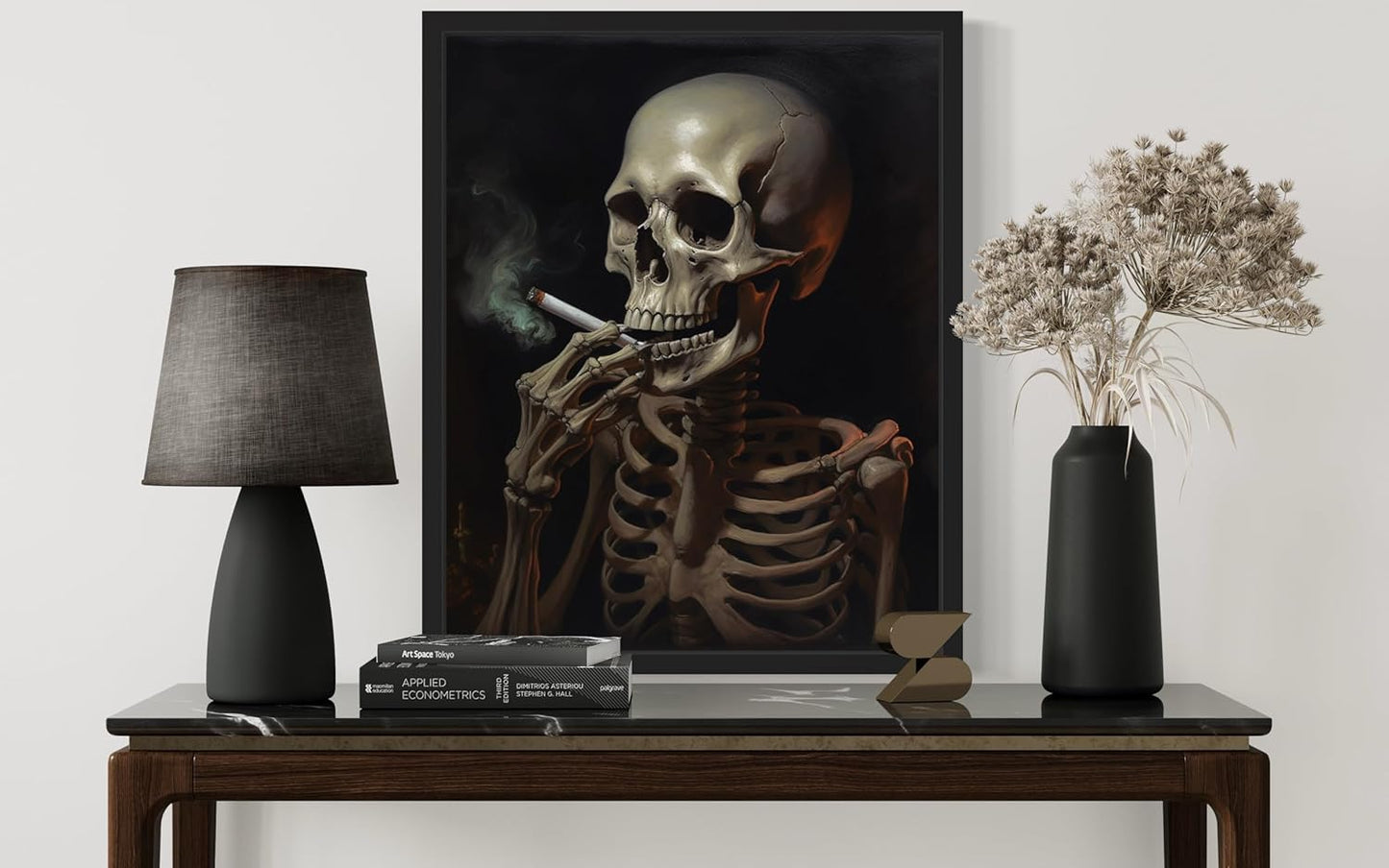 Skull Smoking Ciggarettes Poster Art Print, Halloween Scary Vintage Wall Art Academia Spooky Painting Decoration for Horror Prints, Gothic Posters Bedroom Decor 89 (Skull Smoking Ciggarettes, 8 x 10 inches, Unframed)