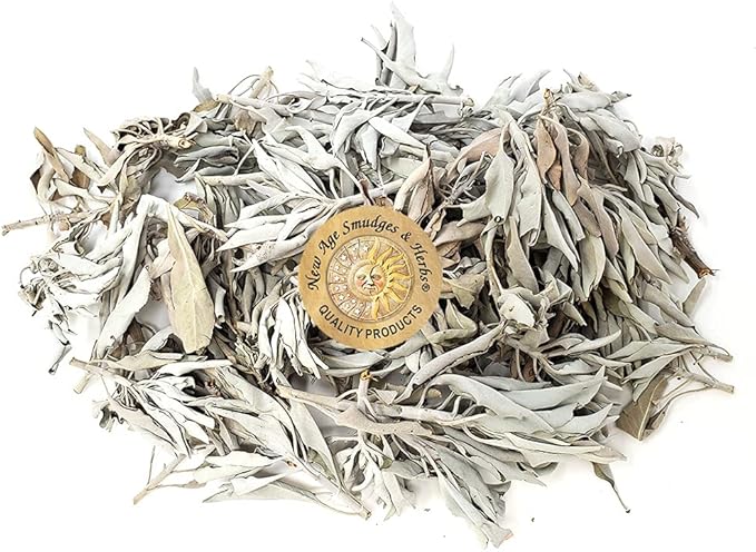 1 LB-Premium Organic California White Sage Leaves/Clusters. Use for Home Cleansing Rituals, Meditation, Smudging Rituals. Packaged in USA by New Age Smudges & Herbs®