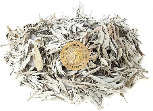 1 LB-Premium Organic California White Sage Leaves/Clusters. Use for Home Cleansing Rituals, Meditation, Smudging Rituals. Packaged in USA by New Age Smudges & Herbs®