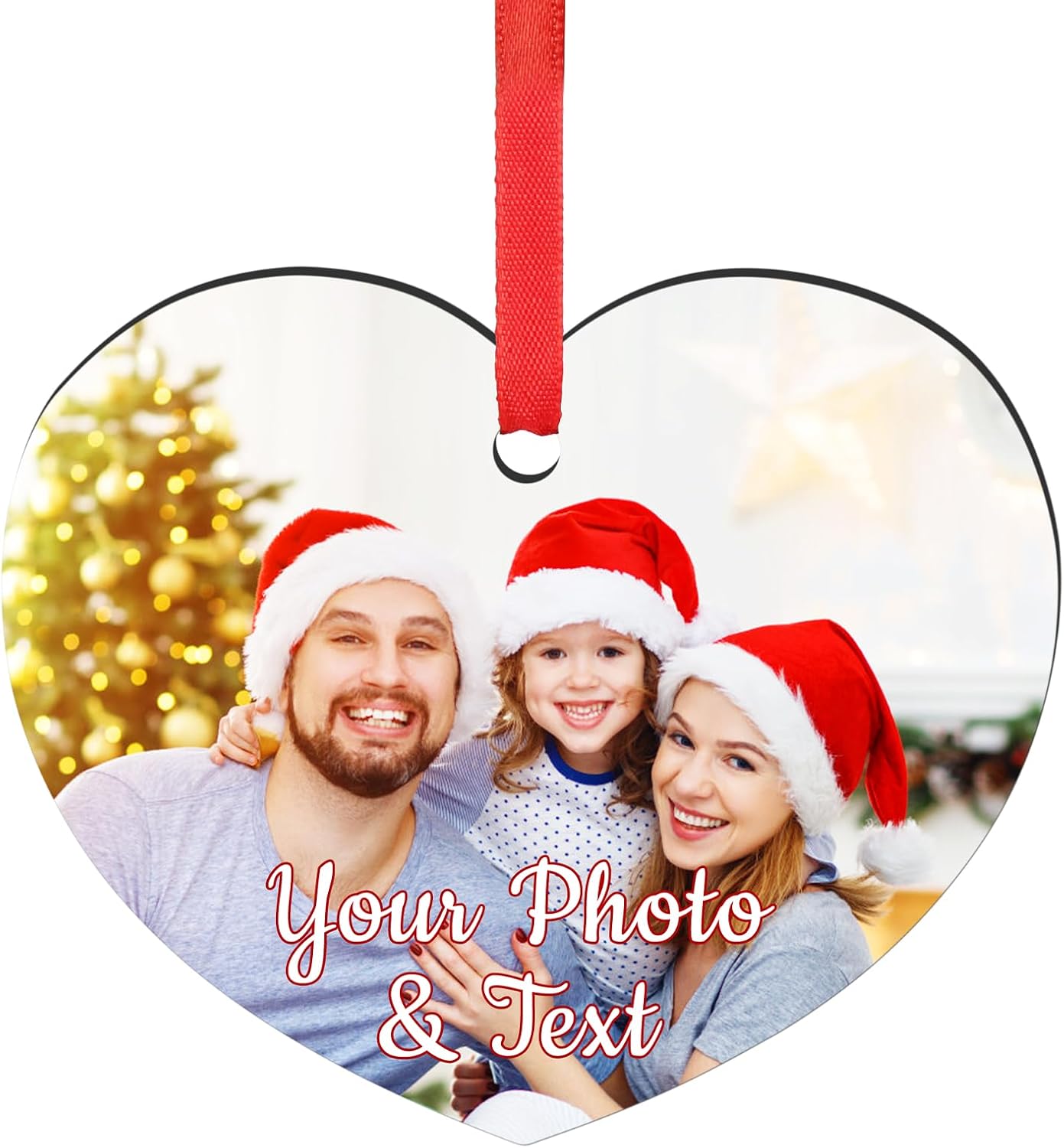 Personalized Christmas Ornaments 2025 Wood Custom Picture Text Hanging Ornament Customized Christmas Tree Decorations Keepsake Gift for Family Couples Xmas Tree Home Decor