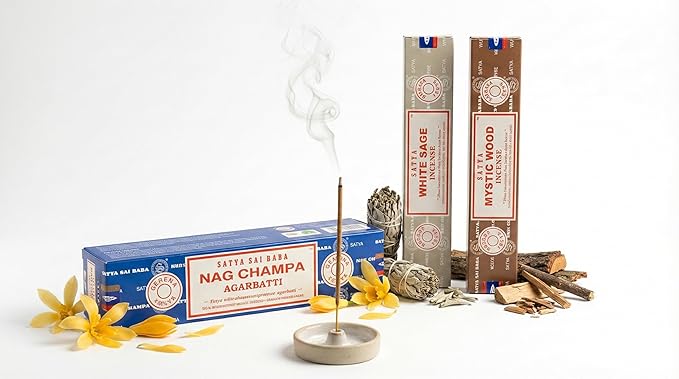 Satya Sai Baba Nag Champa Agarbatti, 250gms Hand Rolled Fine Quality Incense Sticks for Purification, Relaxation, Positivity, Yoga, Meditation (NC250 Pack of 3 -Mystic)