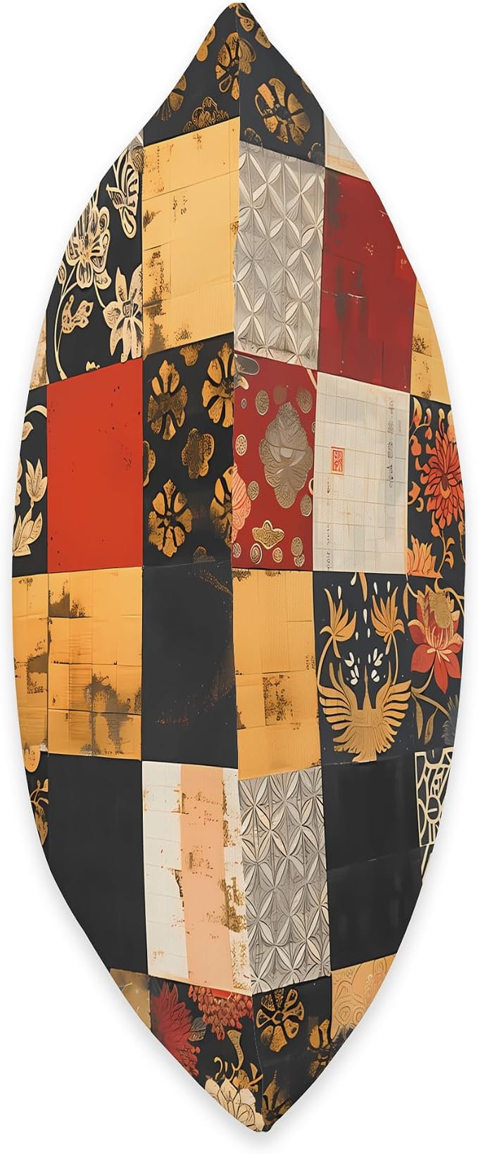 Japanese Buddhist Color Block Pattern Art Throw Pillow