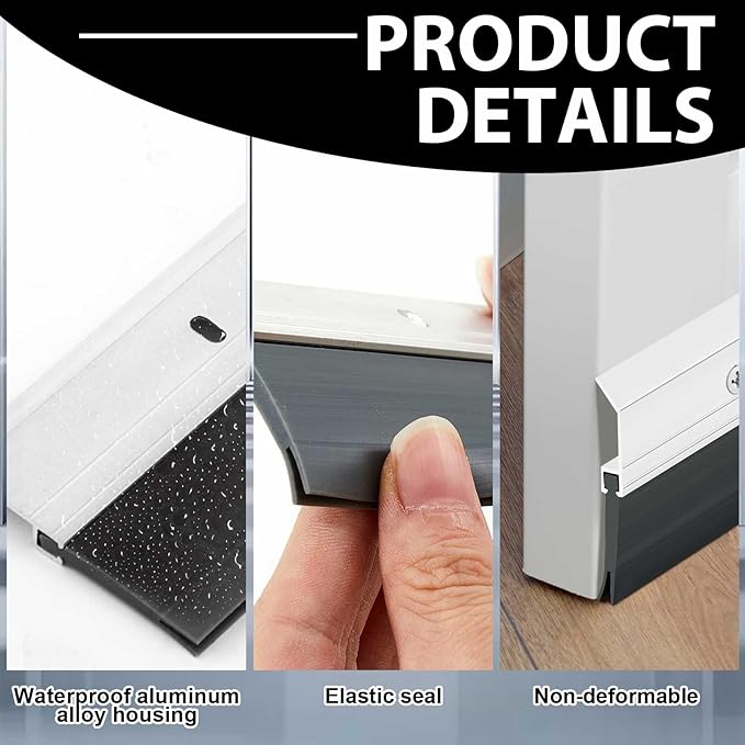 Hushee 8 Pack 36 Inches Door Sweep Bulk for Bottom of Door Exterior, Double Rubber Seal Aluminum Draft Stopper, Weatherproof Sound Insulation Indoor Outdoor Use for Residential Commercial (Sliver)