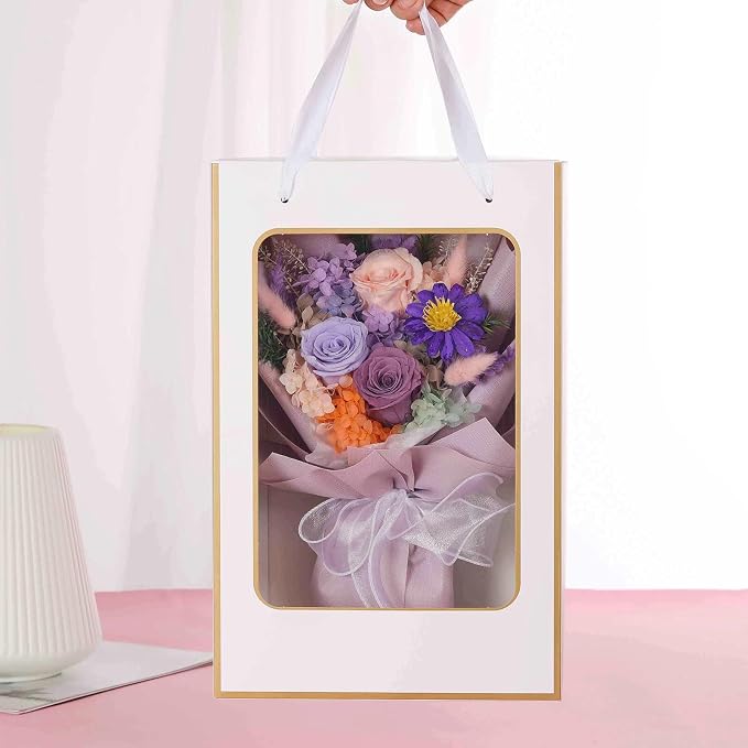 Jtoder Forever Flowers for Delivery, Preserved Flower Bouquets, Long Lasting Purple Roses, Gifts Bouquet for Mother Wife Girlfriend on Festivals Birthday Anniversary
