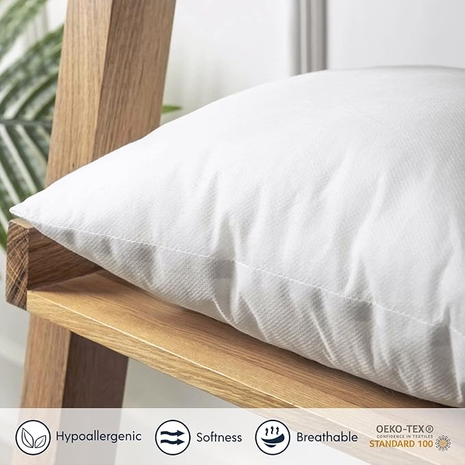 Phantoscope Premium Outdoor Pillow Inserts - Pack of 2 Square Form Water Resistant Polyester Throw Pillows, Couch Sham Cushion Stuffer, 16 X 16 inches