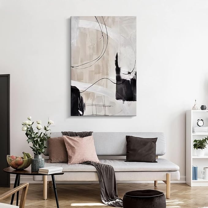 Creoate Abstract Canvas Wall Art, Hand Painted Textured Painting for Living Room, Bedroom, Office 23.6x35.4 Inch, Wrapped