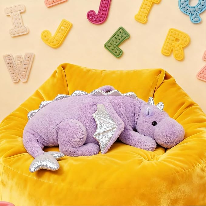ARELUX Large 36in Cute Dragon Stuffed Animals Plush Toy Soft Purple Pterosaur Plushie Giant Fuzzy Dinosaur Pillow Plushies with Wings Cuddly Gifts for Friends Family