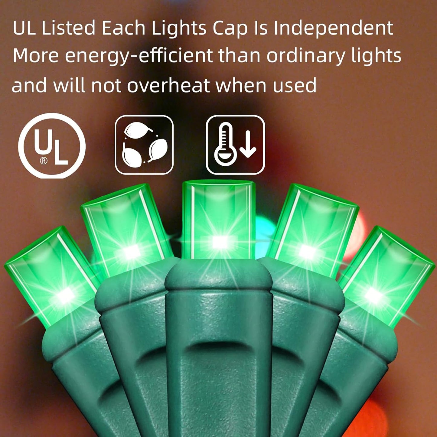 600LED (12pk of 50L) String Lights,LED Christmas Lights, 6" SPACING,Green Wire,Green