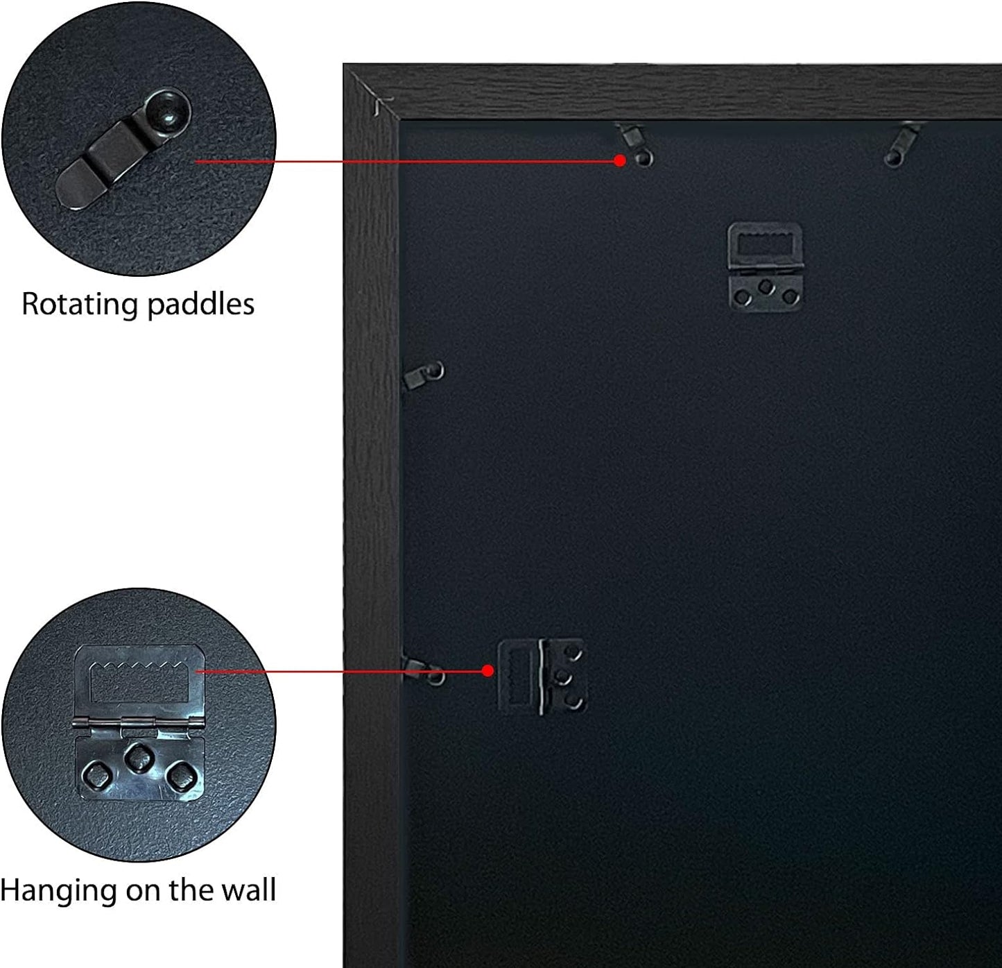 VCK 24x36 Solid Wood Poster Frames Black 3 Pack Picture Frame with Wall Mounting Hanging