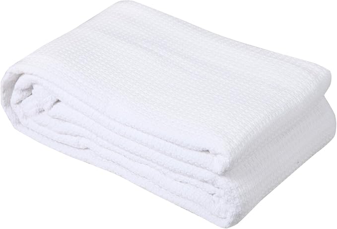 DOLLCENT 100% Cotton California King Size Blanket for Bed, Premium Combed Lightweight Blankets, Washed Breathable Cozy Throw Blanket, White Cal King Cotton Blankets for All Season: White (102"x108")