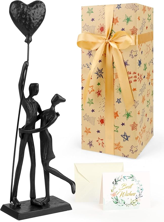 Kresecioo Wedding Gifts for Couples 2026, Romantic Couple Iron Sculpture 12in Handcrafted Passionate Love Metal Statue Decoration, Anniversary for Women Men Her Him, Mothers Day for Wife