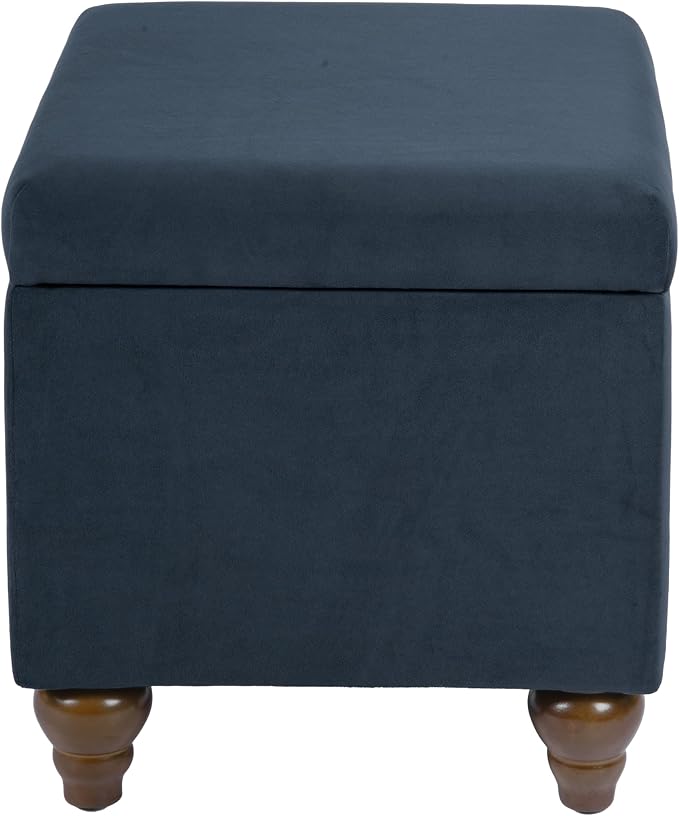 HomePop 22" Medium Rectangular Storage Ottoman - Blue Velvet