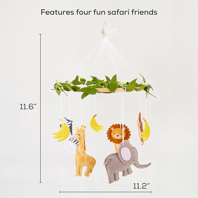 First Landings Baby Mobile for Crib - Animal Nursery Mobiles - Gender Neutral Baby Nursery Decor - Jungle