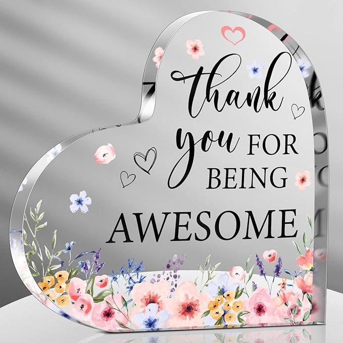 Yinder Thank You Gifts for Women Appreciation Gifts for Coworker Employee Nurse Teacher Leader Boss Inspirational Quotes Acrylic Desk Decor for Home Office Farewell Retirement