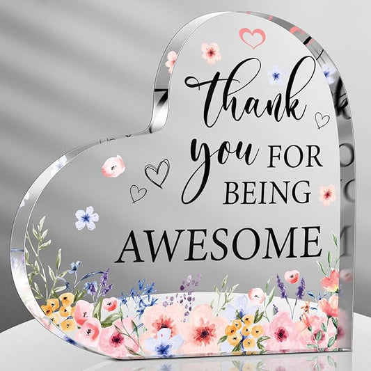 Yinder Thank You Gifts for Women Appreciation Gifts for Coworker Employee Nurse Teacher Leader Boss Inspirational Quotes Acrylic Desk Decor for Home Office Farewell Retirement