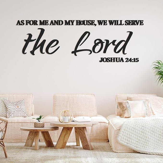 AceOrbit Christian Wall Art Decor As for Me and My House We Will Serve The Lord 16.5 x 64 Inch Wood Scripture Bible Verse Jesus Wall Art Letters Religious Decor for Home Church Kitchen