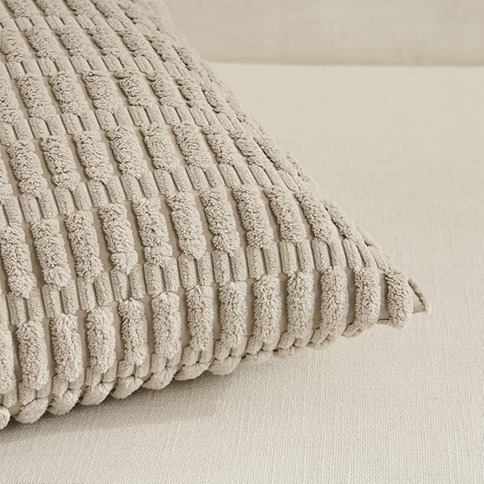 Fancy Homi 4 Packs Decorative Throw Pillow Covers for Living Room Couch Bed, Modern Farmhouse Boho Home Décor Accent Cushion Case, 22" x 22" (Pack of 4), Taupe