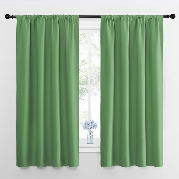 NICETOWN RV Blackout Curtains for Camper Windows, Froest Green, 29" Wide by 50" Long, 2 PCs, Short Blackout Curtains & Drapes, Thermal Insulated Blackout Curtain Panels for Kids Room, Play Room