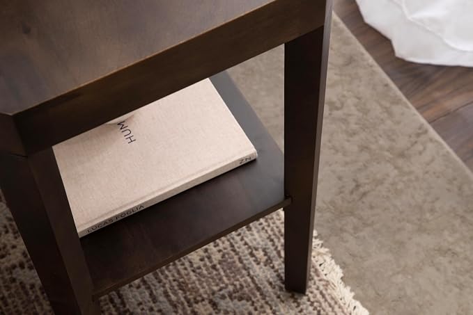 Kate and Laurel Talcott Modern Rectangle Wood Side Table; 22 x 14 x 26; Dark Brown; Transitional Decorative Two-Tier End Table for Use as a Bedroom Nightstand or Living Room Accent