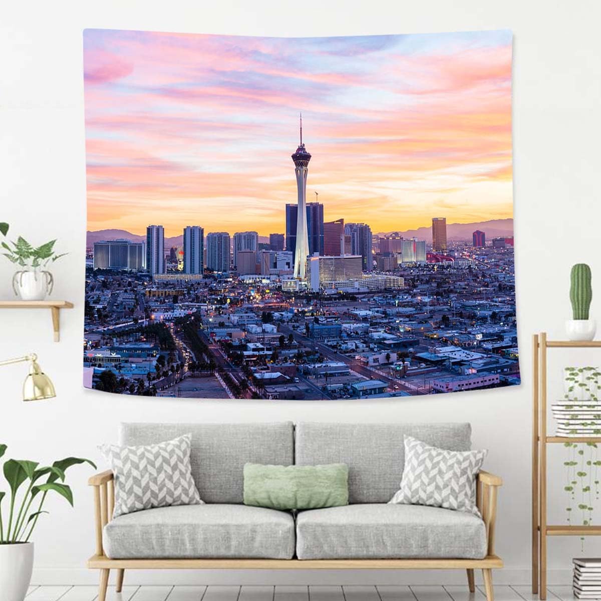 Las Vegas Tapestry For Bedroom Las Vegas City Skyline Tapestries Wall Hanging For Living Room Dorm Office 90×60 In