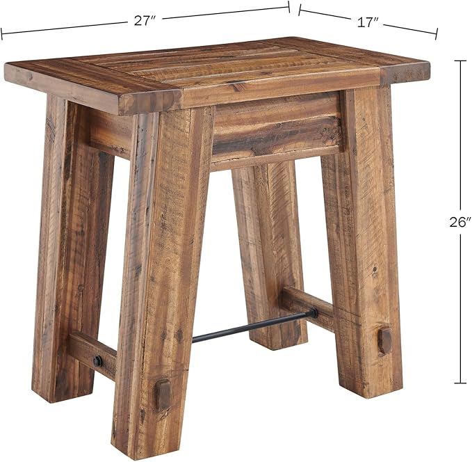 Alaterre Furniture Durango Solid Wood Side Tables, Set of 2, Natural Grain | Rustic Industrial Nightstand and End Tables, Storage Shelf, Metal Accent, 100lb Capacity, for Living Room, Bedroom, or Office