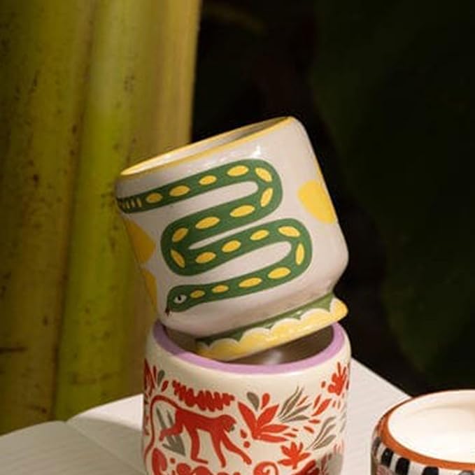 Paddywax Scented Candles Dopo Hand-Painted Ceramic Luxury Artisan Candle, 8-Ounce, Snake - Wild Lemongrass