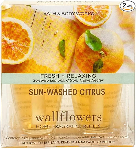 Bath & Body Works Sun-Washed Citrus Wallflowers Home Fragrance Refills - FRESH & RELAXING - 2 Pack