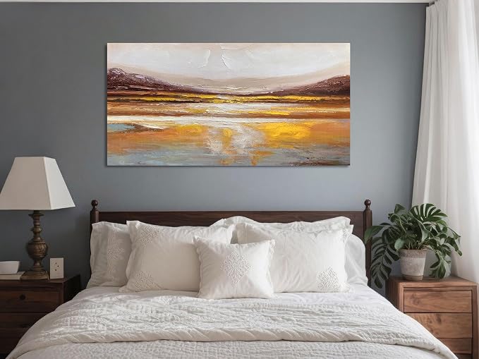 Ardemy Abstract Wall Art Canvas Texture Strokes Extra Large 58"x29"- Aesthetics Painting for Home Office Warm Earth Tone Soft Artwork Framed Picture Bedroom Living Room Kitchen Dining Room Wall Decor
