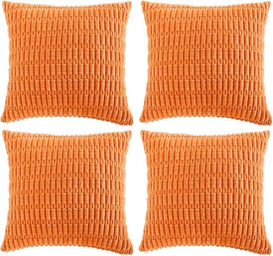 Fancy Homi 4 Packs Decorative Throw Pillow Covers for Living Room Couch Bed, Modern Farmhouse Boho Home Décor Accent Cushion Case, 14" x 14" (Pack of 4), Orange