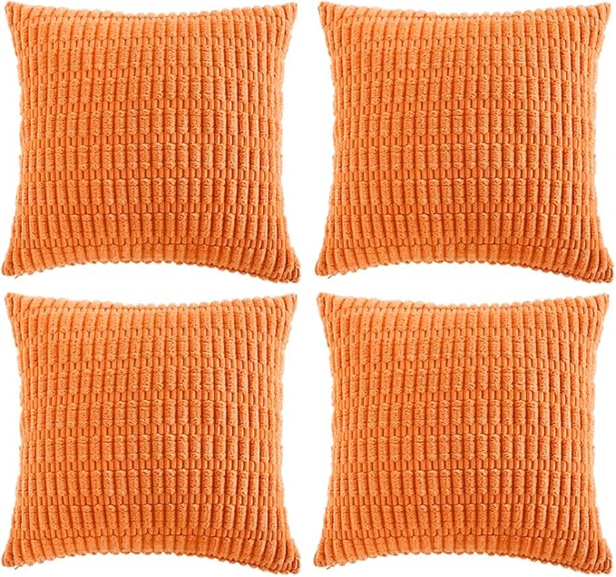 Fancy Homi 4 Packs Decorative Throw Pillow Covers for Living Room Couch Bed, Modern Farmhouse Boho Home Décor Accent Cushion Case, 26" x 26" (Pack of 4), Orange