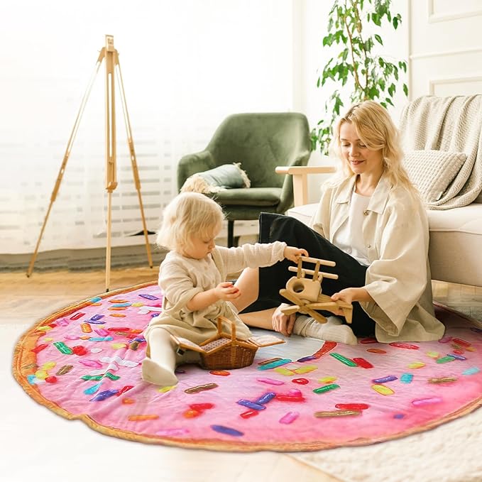 Vessia Pink Donuts Printed Throw Blanket, Realistic Funny Food Blanket for Adults and Kids, 300GSM Soft Giant Donuts Throw for Couch, Sofa, Bed, Fun Decor for All Seasons (60 inches)
