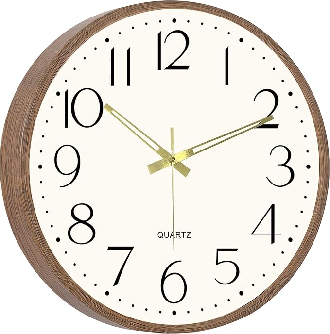 Vintage Wall Clock 14 Inch Quartz Silent Non-Ticking Analog Clock Battery Operated Rustic Round Decorative Clock for Living Room Kitchen Home Office Classroom