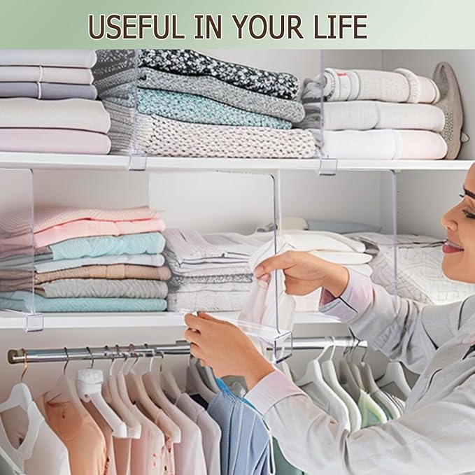 Shelf Dividers for Closet Organization, 12Pcs Closet Purse Organizer Acrylic Shelf Dividers Purse Closet Organizer Closet Dividers for Shelf Clear Shelf Dividers Shelf Separators in Closet (12Pcs)