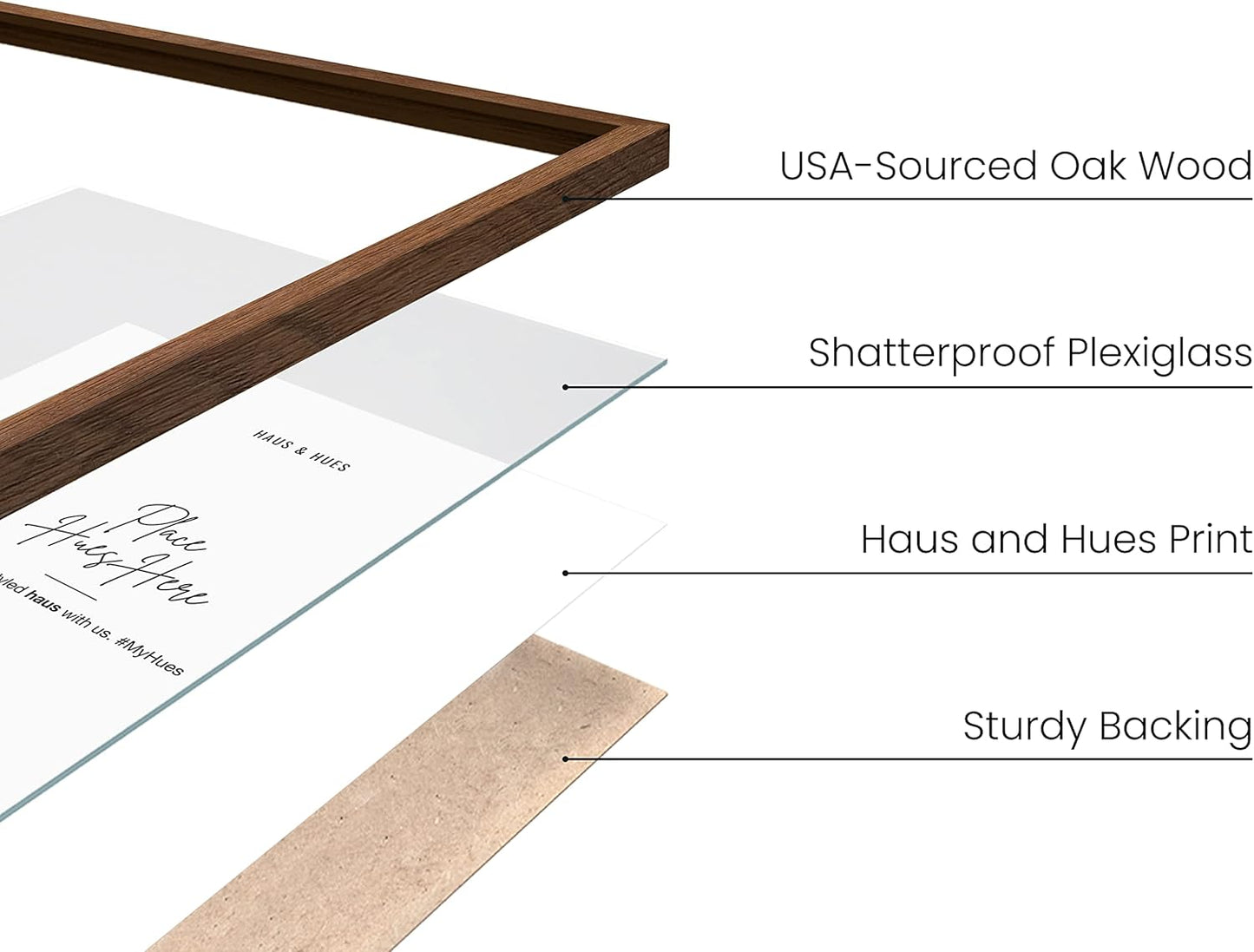 Haus and Hues Photo Frame Set - Set of 6 Picture Frame Set, Bulk Picture Frames, Frame Collage for Wall, Gallery Wall Collage Picture Frames for Wall Picture Frame Pack (Three 8x10, Three 11x14 Walnut)