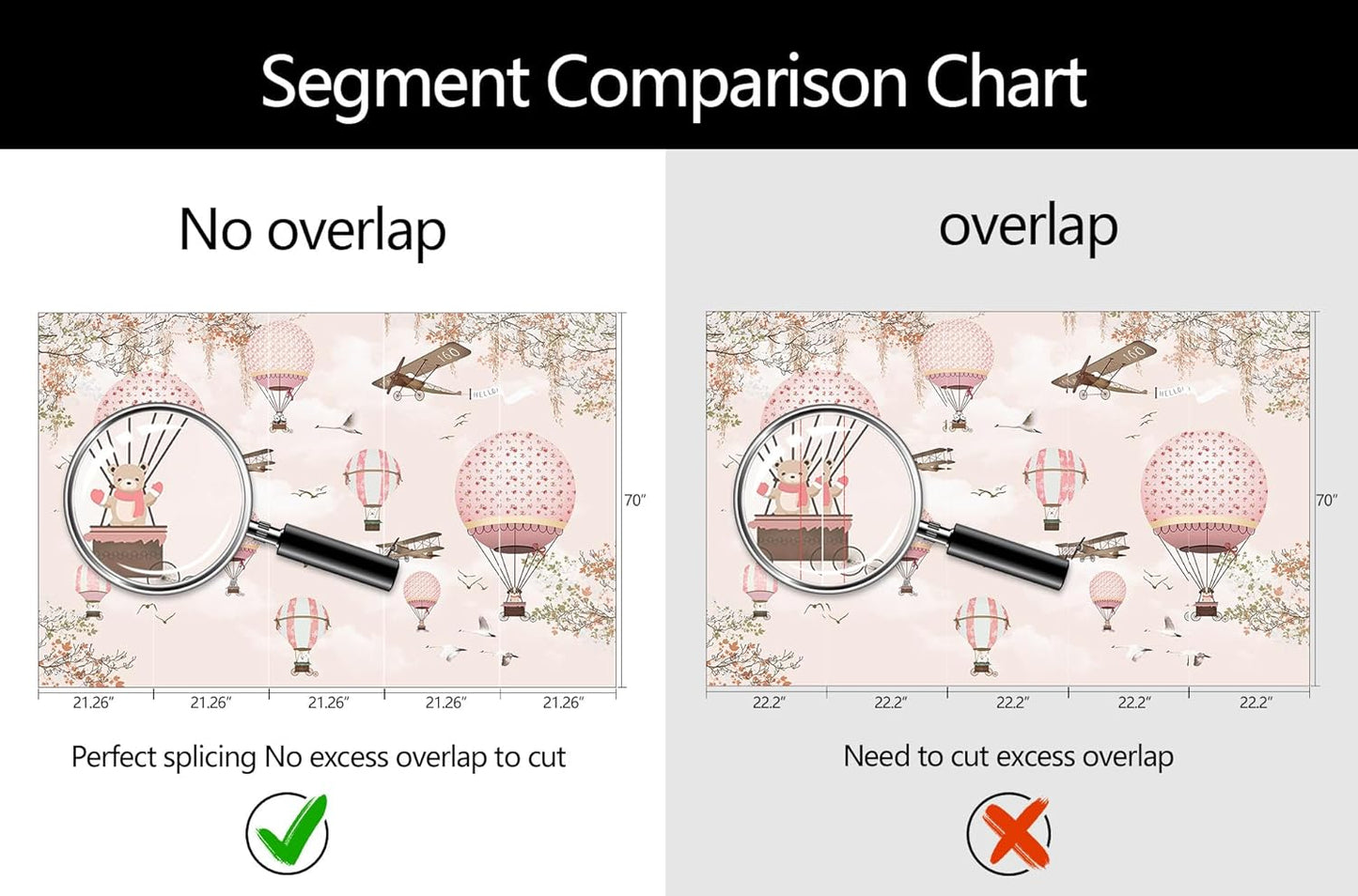 WFBHUA-Hot Air Balloon Wallpaper Mural Cute Animals Airplanes Pink Wallpaper for Nursery Wall Decoration Girls Bedroom Baby Room Kids Room (Not Peel and Stick)