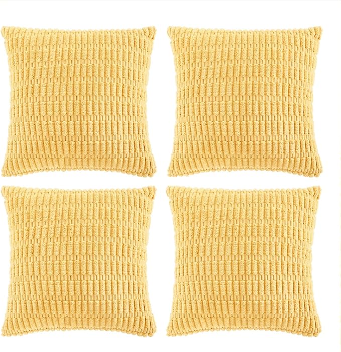 Fancy Homi 4 Packs Decorative Throw Pillow Covers for Living Room Couch Bed, Modern Farmhouse Boho Home Décor Accent Cushion Case, 24" x 24" (Pack of 4), Yellow